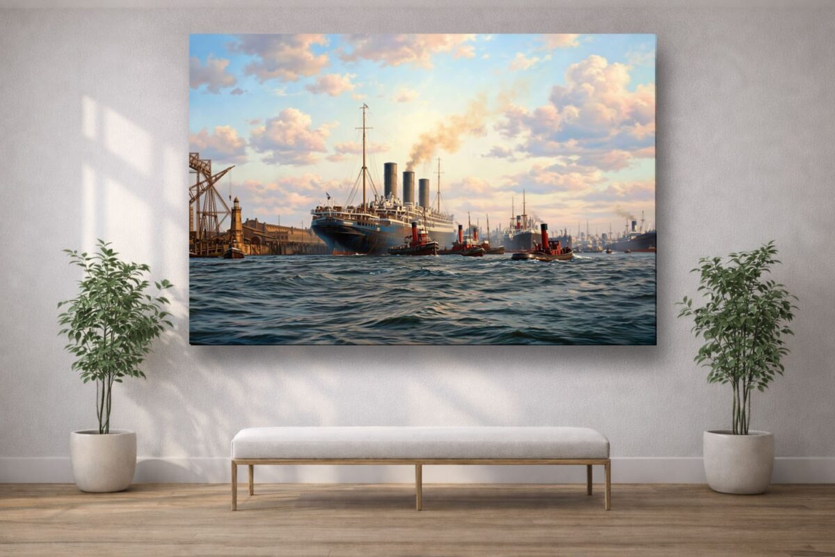 57-1317.jpg Leinwandbild Hamburg Hafen Dampfschiff Wandbild Maritim Kunstdruck
