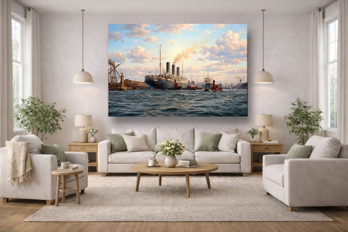 57-1318.jpg Leinwandbild Hamburg Hafen Dampfschiff Wandbild Maritim Kunstdruck