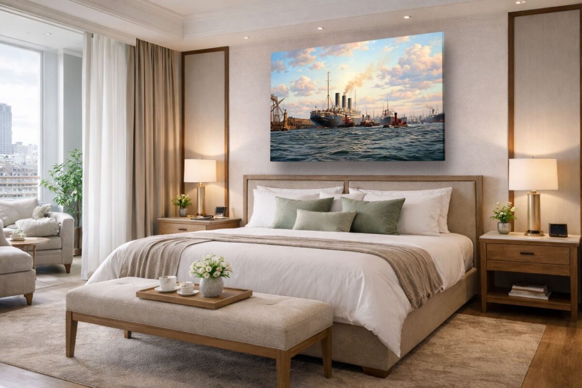57-1319.jpg Leinwandbild Hamburg Hafen Dampfschiff Wandbild Maritim Kunstdruck