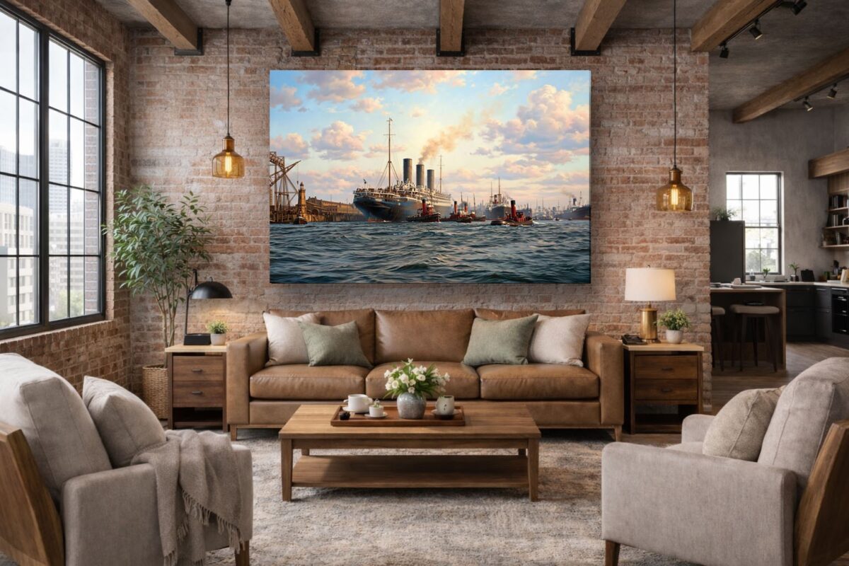 57-1320.jpg Leinwandbild Hamburg Hafen Dampfschiff Wandbild Maritim Kunstdruck