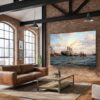 57-1321.jpg Leinwandbild Hamburg Hafen Dampfschiff Wandbild Maritim Kunstdruck