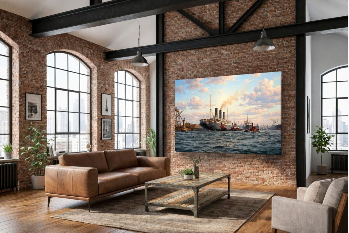 57-1321.jpg Leinwandbild Hamburg Hafen Dampfschiff Wandbild Maritim Kunstdruck