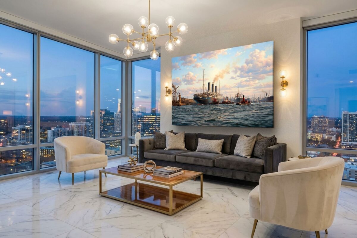 57-1322.jpg Leinwandbild Hamburg Hafen Dampfschiff Wandbild Maritim Kunstdruck