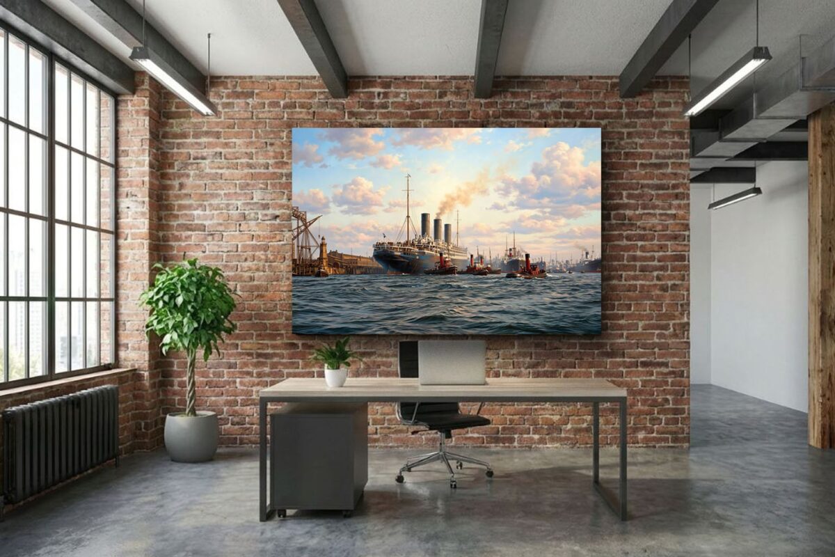 57-1323.jpg Leinwandbild Hamburg Hafen Dampfschiff Wandbild Maritim Kunstdruck