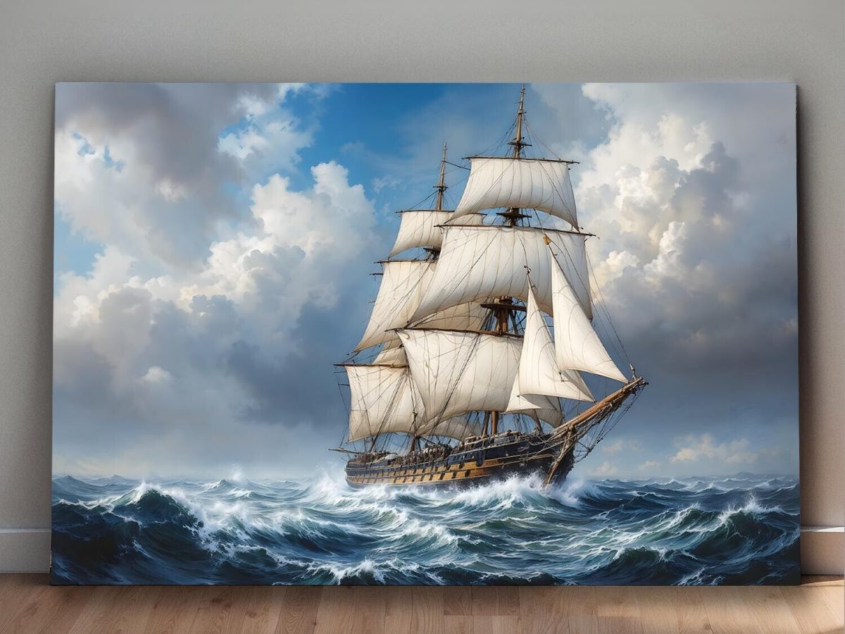 Sturmerprobte Fregatte , Digital Art, Bild auf Leinwand