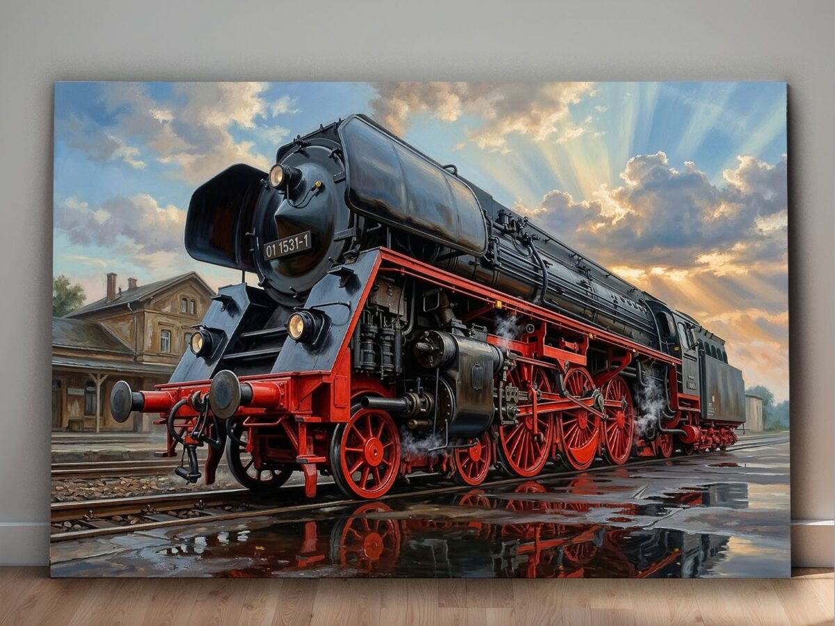 57-1331.jpg Leinwandbild Dampflok 01 1531-1 Eisenbahn Bahnhof Kunstdruck