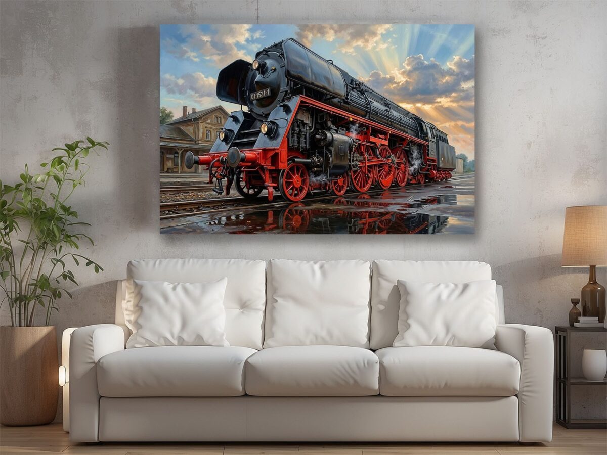 57-1335.jpg Leinwandbild Dampflok 01 1531-1 Eisenbahn Bahnhof Kunstdruck