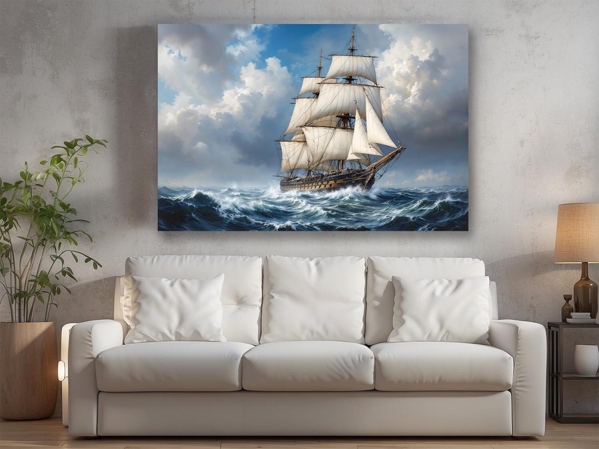 Sturmerprobte Fregatte , Digital Art, Bild auf Leinwand