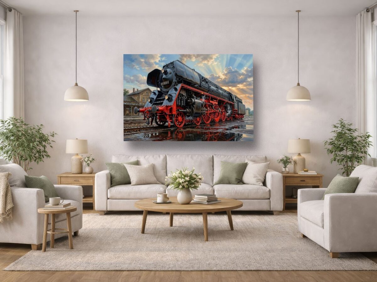 57-1351.jpg Leinwandbild Dampflok 01 1531-1 Eisenbahn Bahnhof Kunstdruck