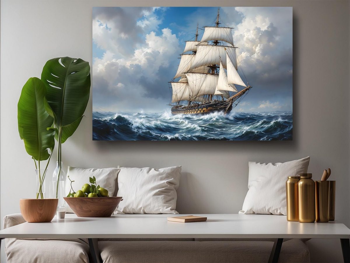 Sturmerprobte Fregatte , Digital Art, Bild auf Leinwand