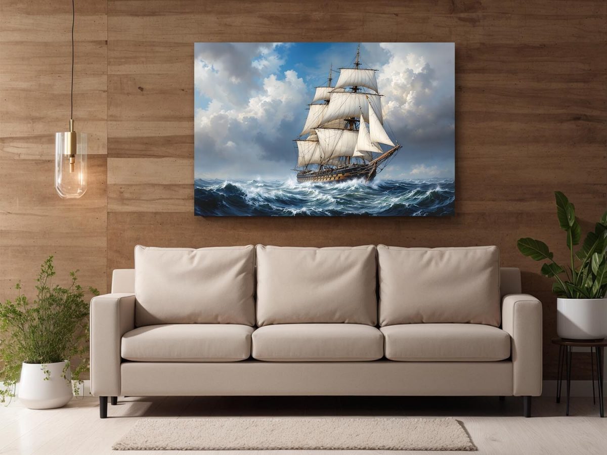 Sturmerprobte Fregatte , Digital Art, Bild auf Leinwand