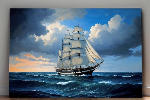 Segelschiff auf hoher See , Digital Art, Bild auf Leinwand