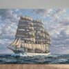 57-1398.jpg Leinwandbild Segelschiff auf bewegter See – Maritimes Wandbild mit Meer & Wolken