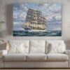57-1399.jpg Leinwandbild Segelschiff auf bewegter See – Maritimes Wandbild mit Meer & Wolken