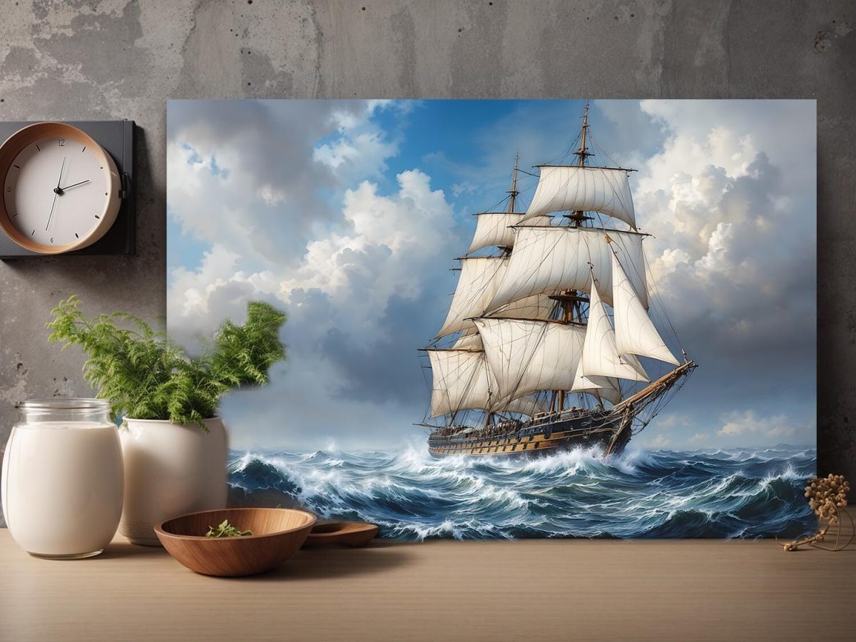 Sturmerprobte Fregatte , Digital Art, Bild auf Leinwand