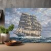 57-1400.jpg Leinwandbild Segelschiff auf bewegter See – Maritimes Wandbild mit Meer & Wolken