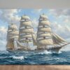 57-1401.jpg Leinwandbild Segelschiff Dreimaster auf hoher See Maritim Wandbild