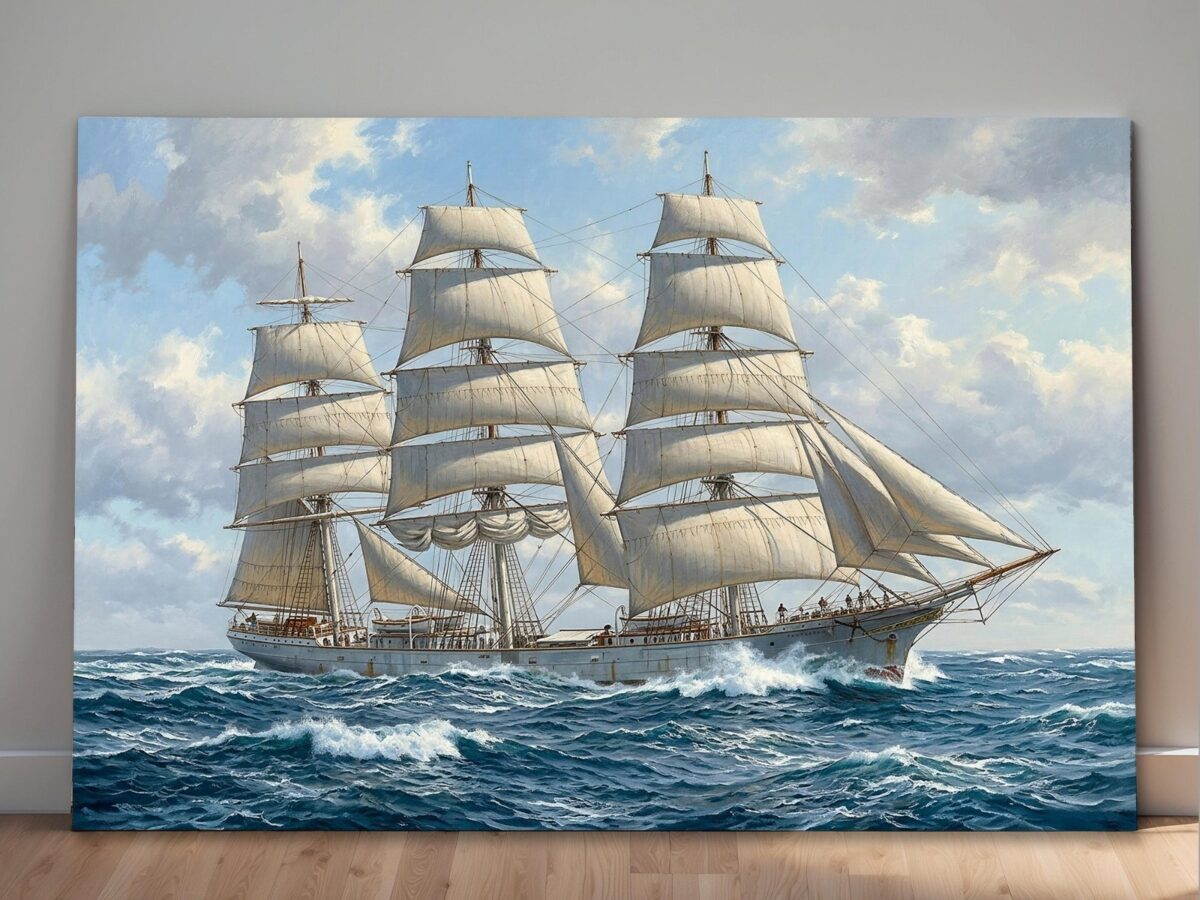 57-1401.jpg Leinwandbild Segelschiff Dreimaster auf hoher See Maritim Wandbild