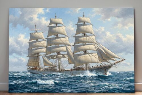 57-1401.jpg Leinwandbild Segelschiff Dreimaster auf hoher See Maritim Wandbild