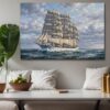 57-1402.jpg Leinwandbild Segelschiff auf bewegter See – Maritimes Wandbild mit Meer & Wolken