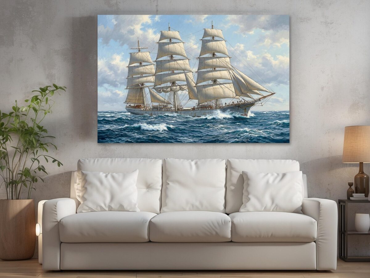 57-1403.jpg Leinwandbild Segelschiff Dreimaster auf hoher See Maritim Wandbild