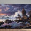 57-1404.jpg Leinwandbild Stürmische Küste Schiffswrack Regenbogen Meer Felsen Wandbild