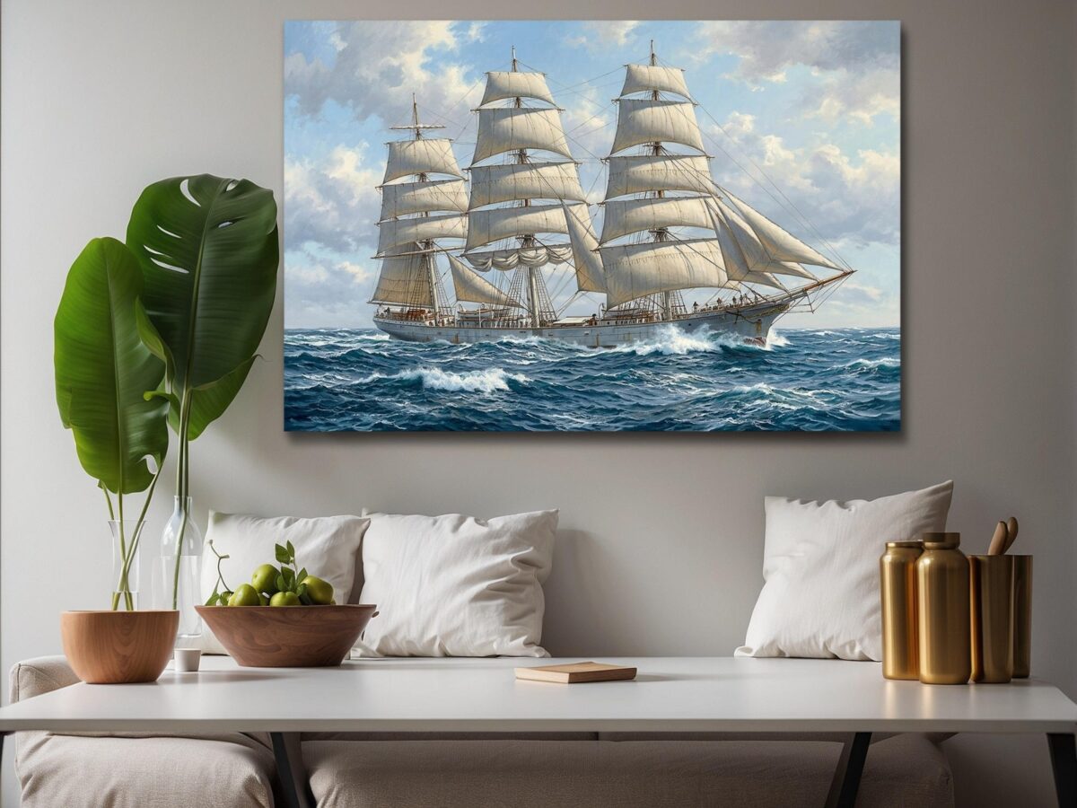 57-1407.jpg Leinwandbild Segelschiff Dreimaster auf hoher See Maritim Wandbild