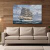 57-1408.jpg Leinwandbild Segelschiff auf bewegter See – Maritimes Wandbild mit Meer & Wolken