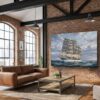 57-1411.jpg Leinwandbild Segelschiff auf bewegter See – Maritimes Wandbild mit Meer & Wolken