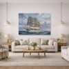 57-1417.jpg Leinwandbild Segelschiff auf bewegter See – Maritimes Wandbild mit Meer & Wolken