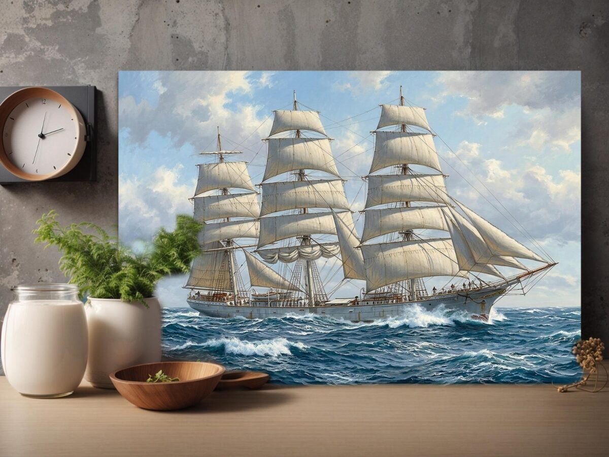 57-1421.jpg Leinwandbild Segelschiff Dreimaster auf hoher See Maritim Wandbild
