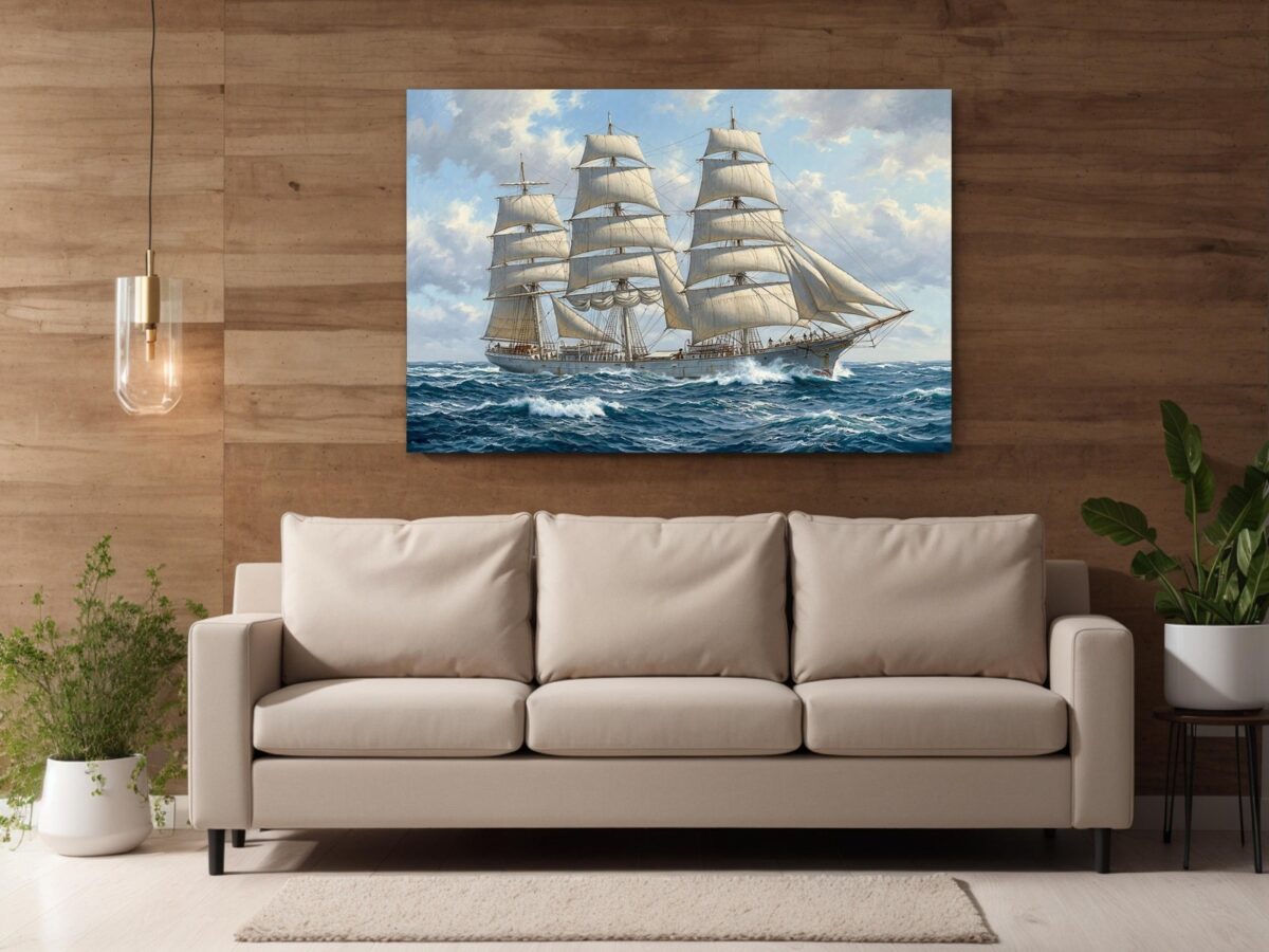 57-1423.jpg Leinwandbild Segelschiff Dreimaster auf hoher See Maritim Wandbild