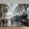 57-1425.jpg Leinwandbild Dampflok im historischen Bahnhof – Eisenbahn Nostalgie