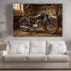 57-1428.jpg Oldtimer Motorrad Leinwandbild – Klassisches Motorrad in historischer Werkstatt