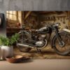 57-1431.jpg Oldtimer Motorrad Leinwandbild – Klassisches Motorrad in historischer Werkstatt