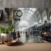 57-1441.jpg Leinwandbild Dampflok im historischen Bahnhof – Eisenbahn Nostalgie