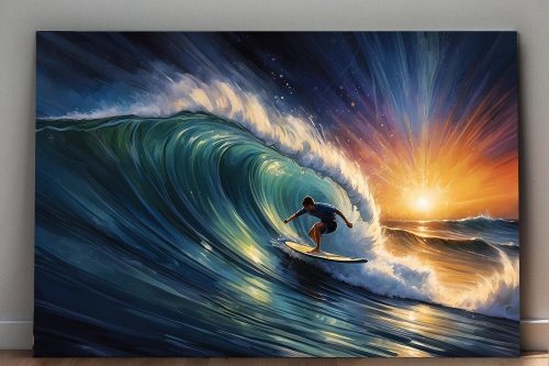 57-150.jpg Surfer und Sonne – wie Ölgemälde, Digital Art, KI Art