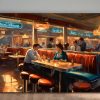 American Diner Szene – wie Ölgemälde, Digital Art, KI Art