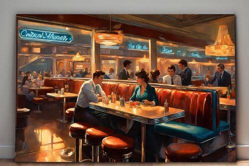 57-155.jpg American Diner Szene – wie Ölgemälde, Digital Art, KI Art