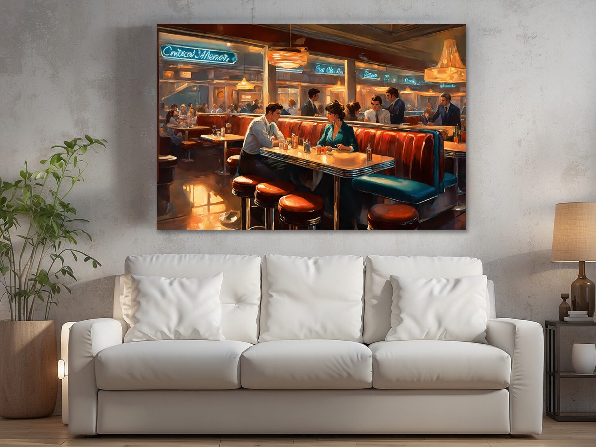 American Diner Szene – wie Ölgemälde, Digital Art, KI Art