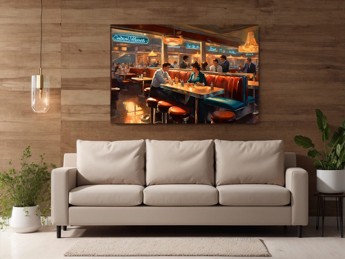 American Diner Szene – wie Ölgemälde, Digital Art, KI Art