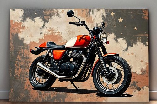 Retro Motorrad KunstBild auf Leinwand – Vintage Wandbild
