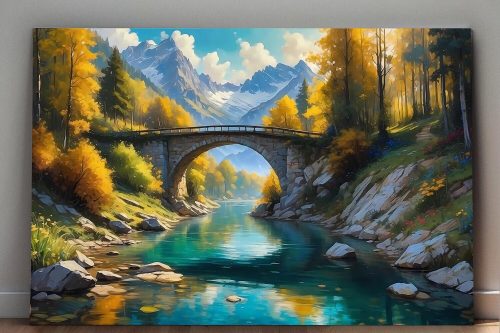 57-180.jpg Bergblick mit Brücke, Digital Art, KI Art