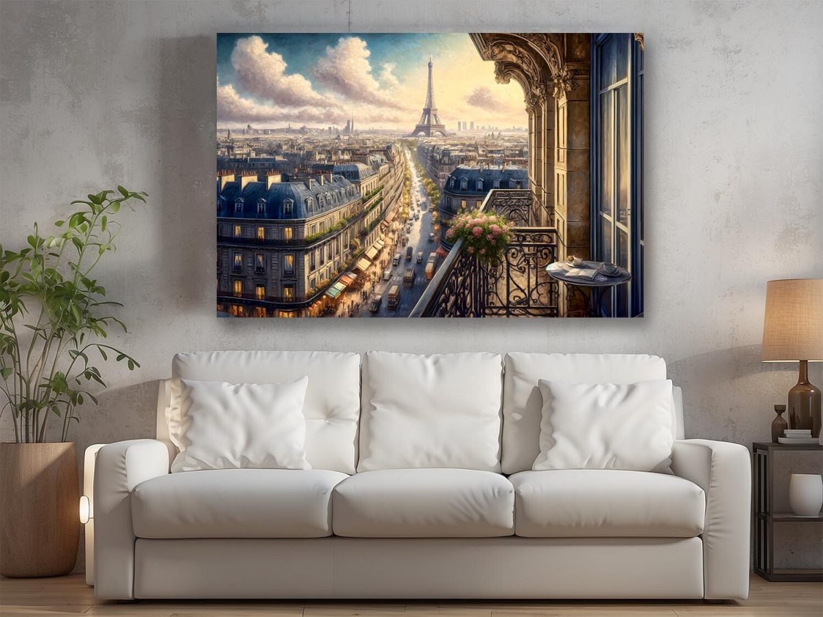 Frühstück in Paris mit Ausblick, Digital Art, KI Art