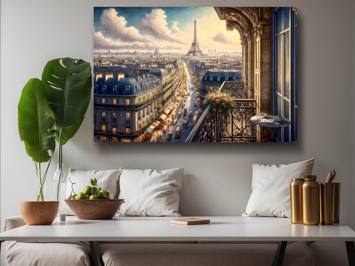 Frühstück in Paris mit Ausblick, Digital Art, KI Art