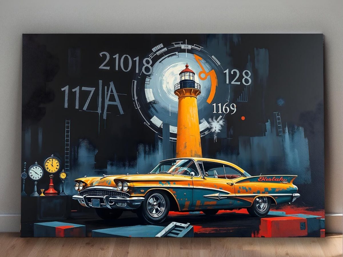 Retro-Futuristische Zeitreise - Bild auf Leinwand