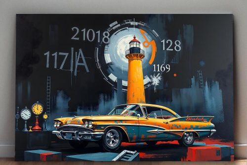Retro-Futuristische Zeitreise - Bild auf Leinwand