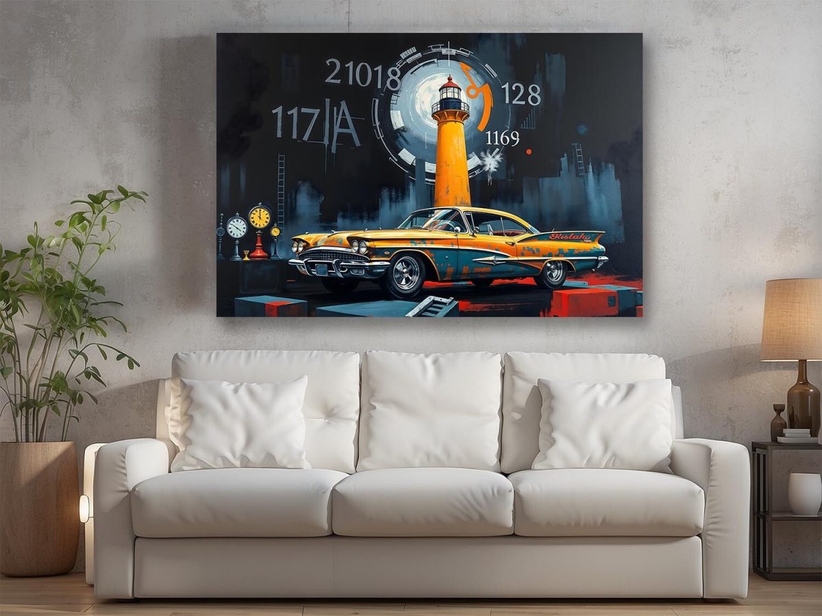 Retro-Futuristische Zeitreise - Bild auf Leinwand