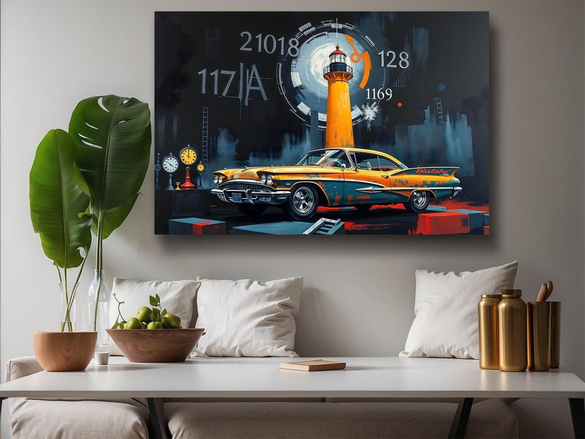 Retro-Futuristische Zeitreise - Bild auf Leinwand