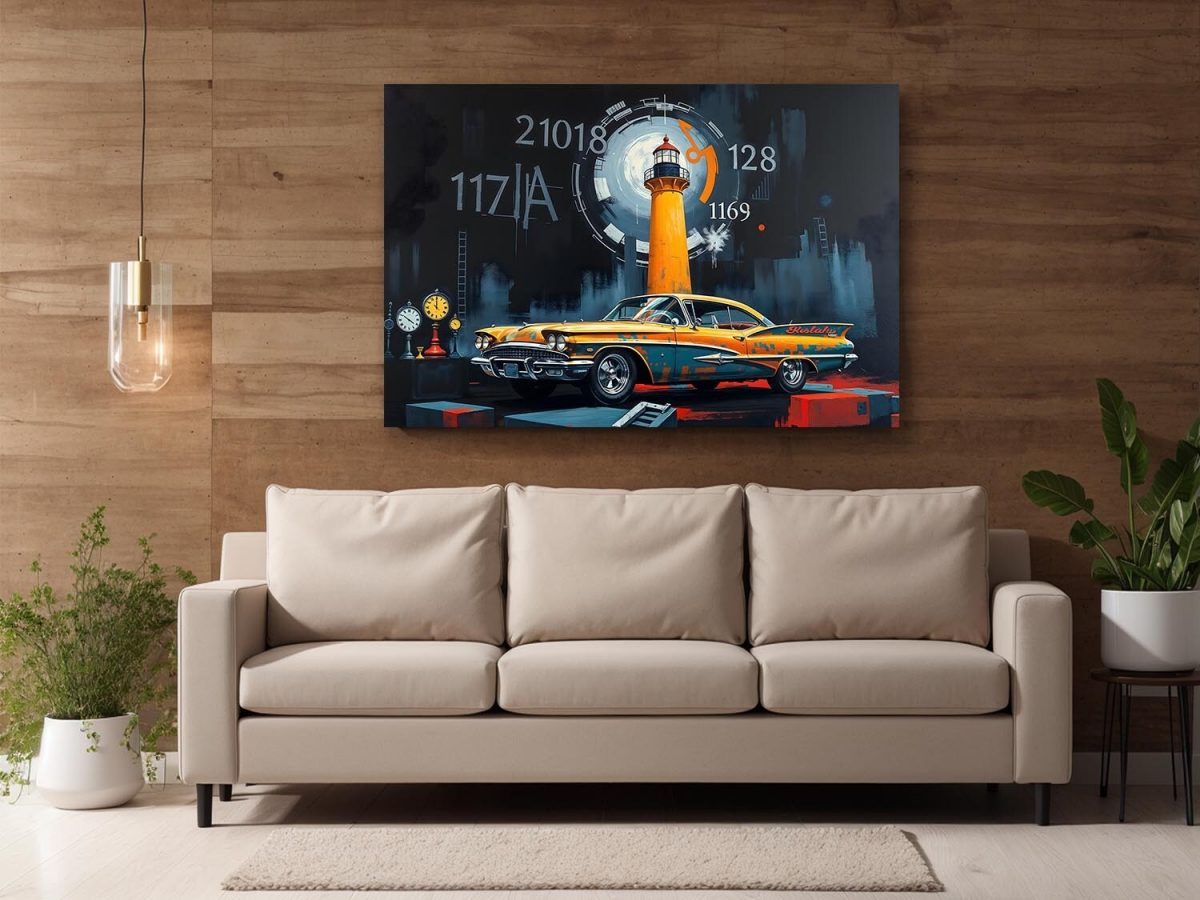 Retro-Futuristische Zeitreise - Bild auf Leinwand